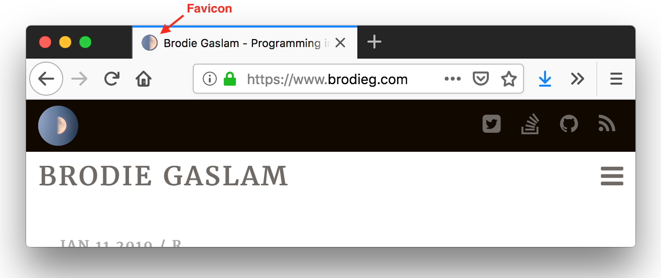 favicon location on webpage